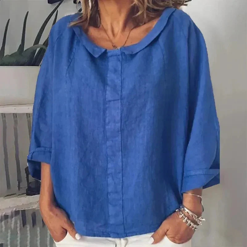 Sascha™ Casual blouse met ronde halslijn